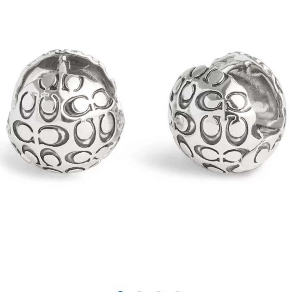 COACH Signature Quilted Orb Huggie Earrings